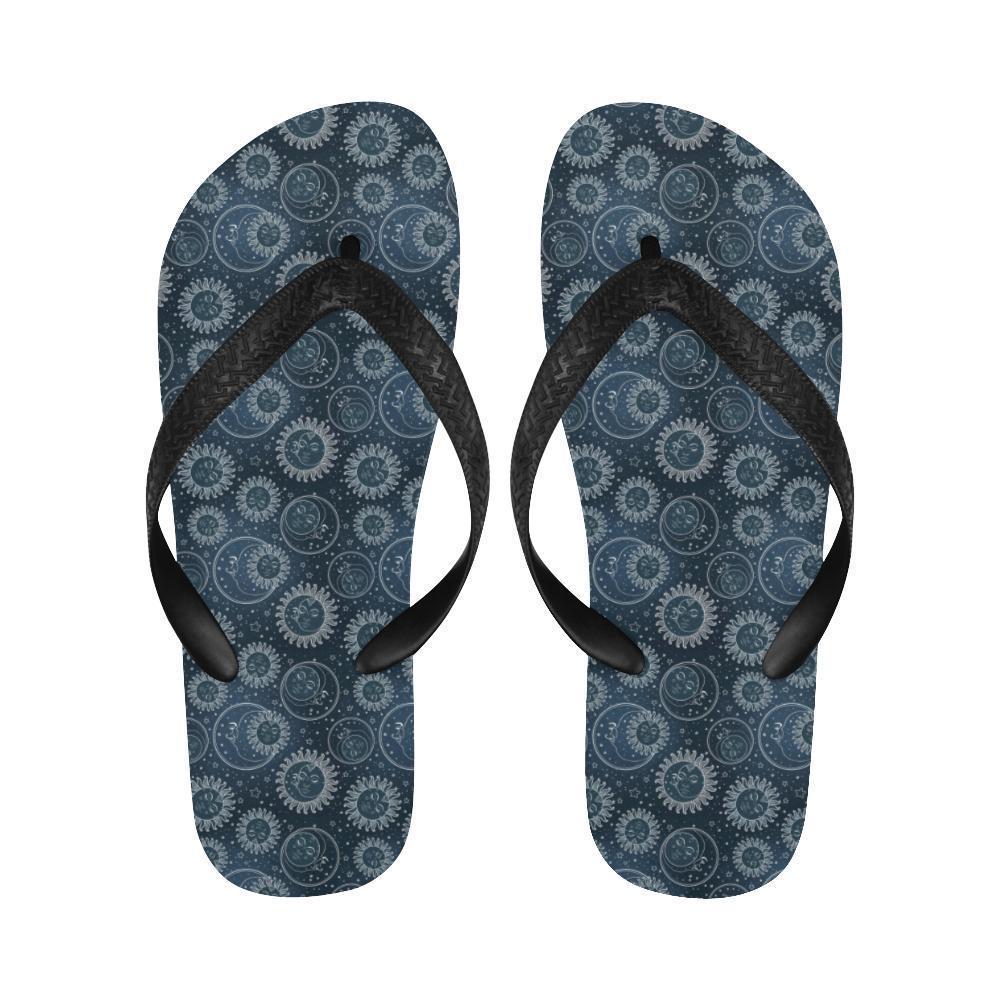 Sun Moon Tattoo Design Themed Print Flip Flops-JTAMIGO.COM