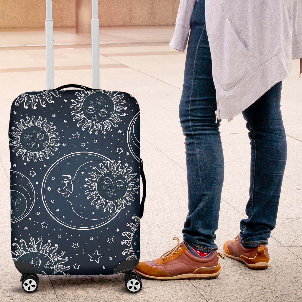 Sun Moon Tattoo Design Themed Print Luggage Cover Protector