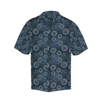 Sun Moon Tattoo Design Themed Print Men Aloha Hawaiian Shirt