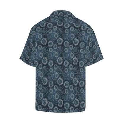 Sun Moon Tattoo Design Themed Print Men Aloha Hawaiian Shirt