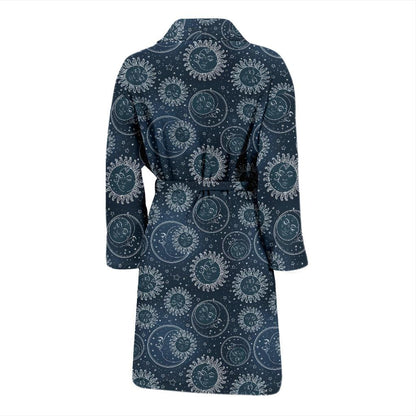 Sun Moon Tattoo Design Themed Print Men Bath Robe-JTAMIGO.COM