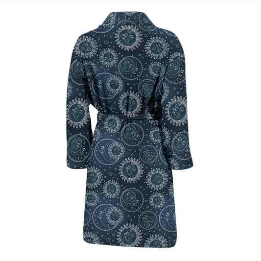 Sun Moon Tattoo Design Themed Print Men Bath Robe-JTAMIGO.COM
