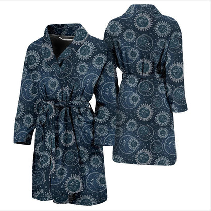 Sun Moon Tattoo Design Themed Print Men Bath Robe-JTAMIGO.COM