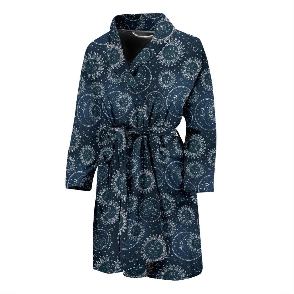 Sun Moon Tattoo Design Themed Print Men Bath Robe-JTAMIGO.COM