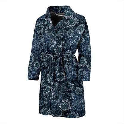 Sun Moon Tattoo Design Themed Print Men Bath Robe-JTAMIGO.COM