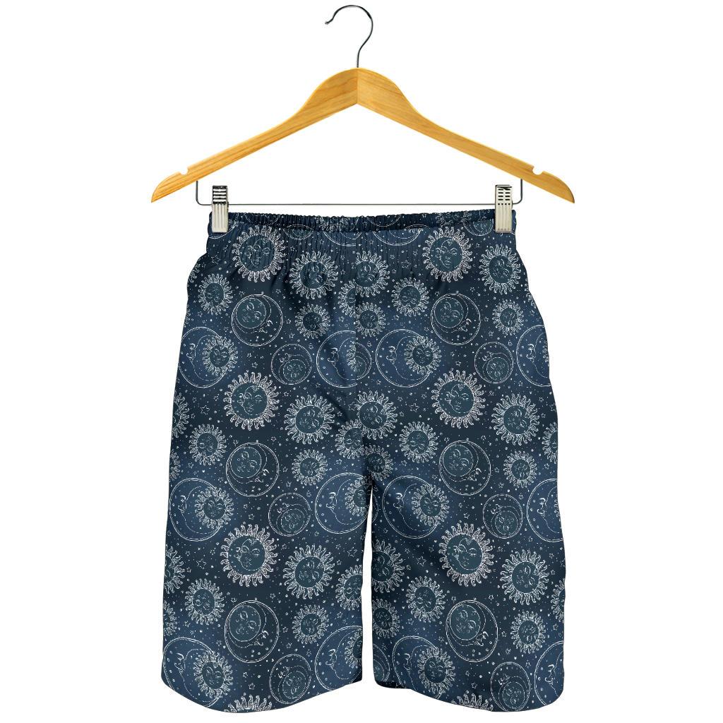 Sun Moon Tattoo Design Themed Print Mens Shorts-JTAMIGO.COM