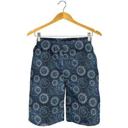 Sun Moon Tattoo Design Themed Print Mens Shorts-JTAMIGO.COM