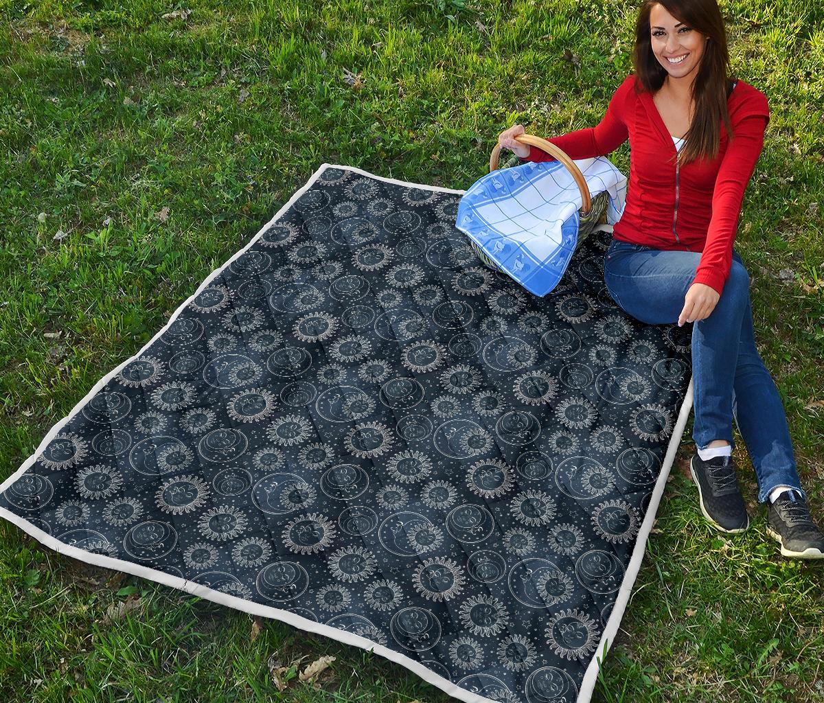 Sun Moon Tattoo Design Themed Print Premium Quilt-JTAMIGO.COM