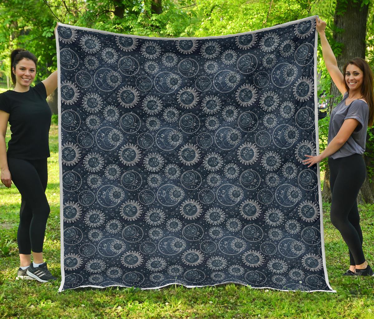 Sun Moon Tattoo Design Themed Print Premium Quilt-JTAMIGO.COM