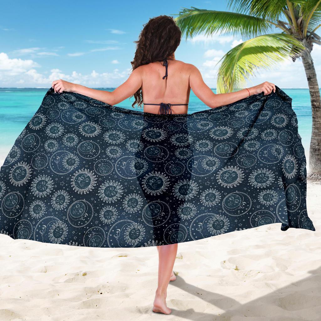 Sun Moon Tattoo Design Themed Print Sarong Pareo Wrap