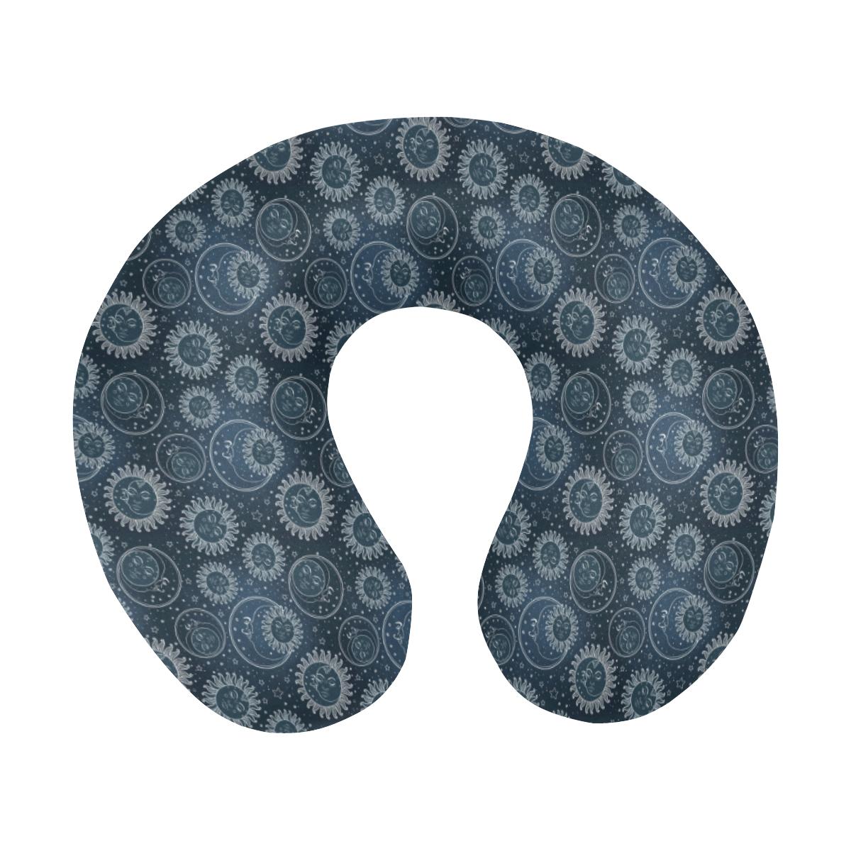 Sun Moon Tattoo Design Themed Print U-Shaped Travel Neck Pillow-JTAMIGO.COM