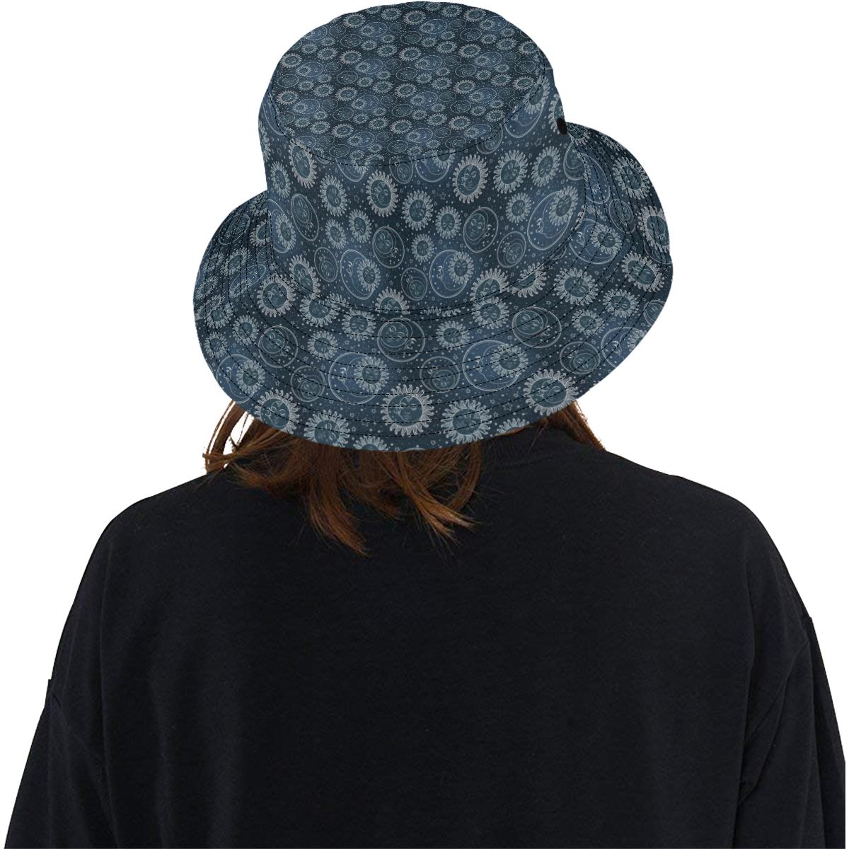 Sun Moon Tattoo Design Themed Print Unisex Bucket Hat