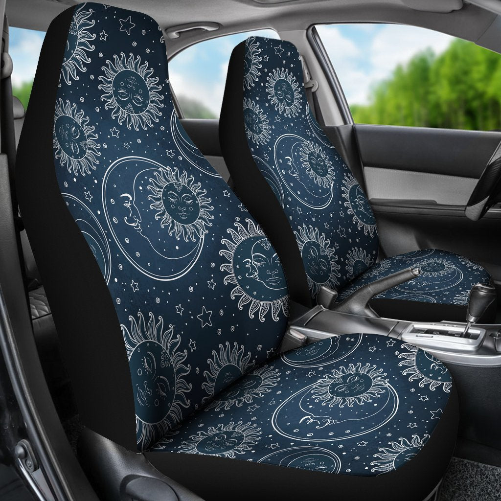 Sun Moon Tattoo Design Themed Print Universal Fit Car Seat Covers