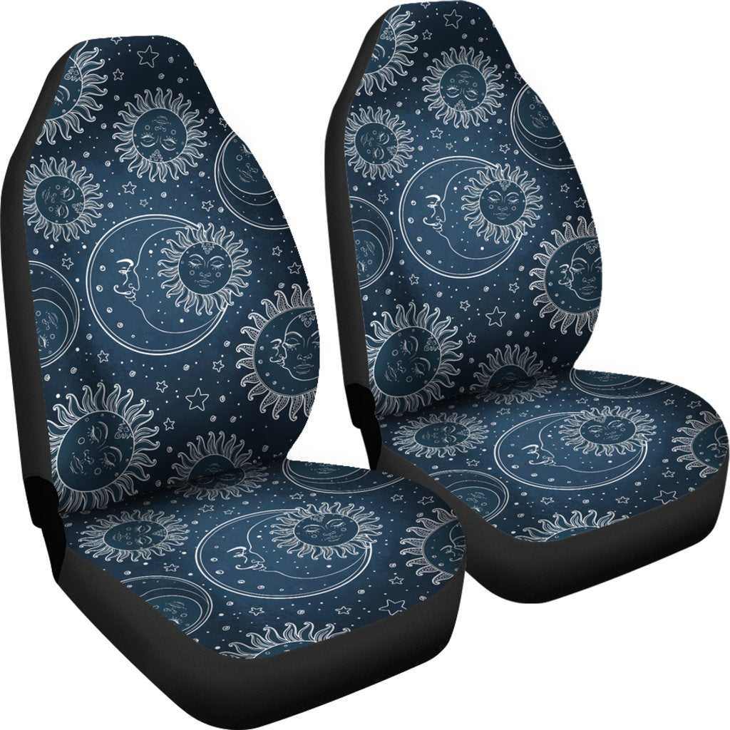 Sun Moon Tattoo Design Themed Print Universal Fit Car Seat Covers