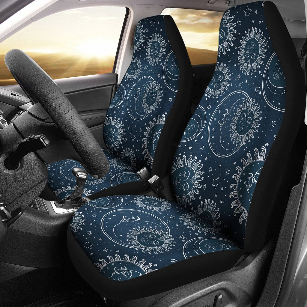 Sun Moon Tattoo Design Themed Print Universal Fit Car Seat Covers