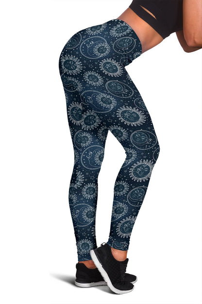 Sun Moon Tattoo Design Themed Print Women Leggings