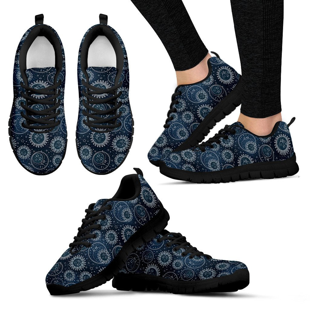 Sun Moon Tattoo Design Themed Print Women Sneakers Shoes