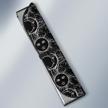 Sun Moon White Design Themed Print Car Sun Shade For Windshield