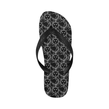 Sun Moon White Design Themed Print Flip Flops-JTAMIGO.COM