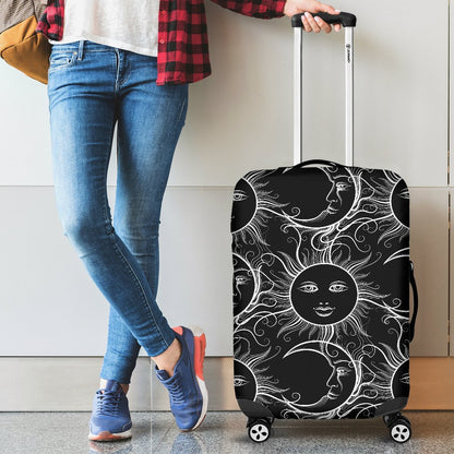 Sun Moon White Design Themed Print Luggage Cover Protector