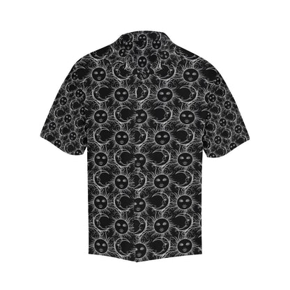 Sun Moon White Design Themed Print Men Aloha Hawaiian Shirt