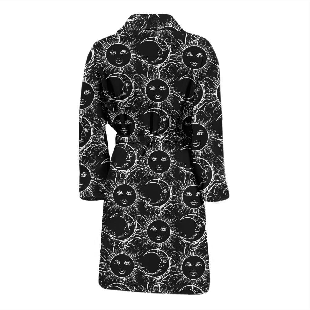 Sun Moon White Design Themed Print Men Bath Robe-JTAMIGO.COM