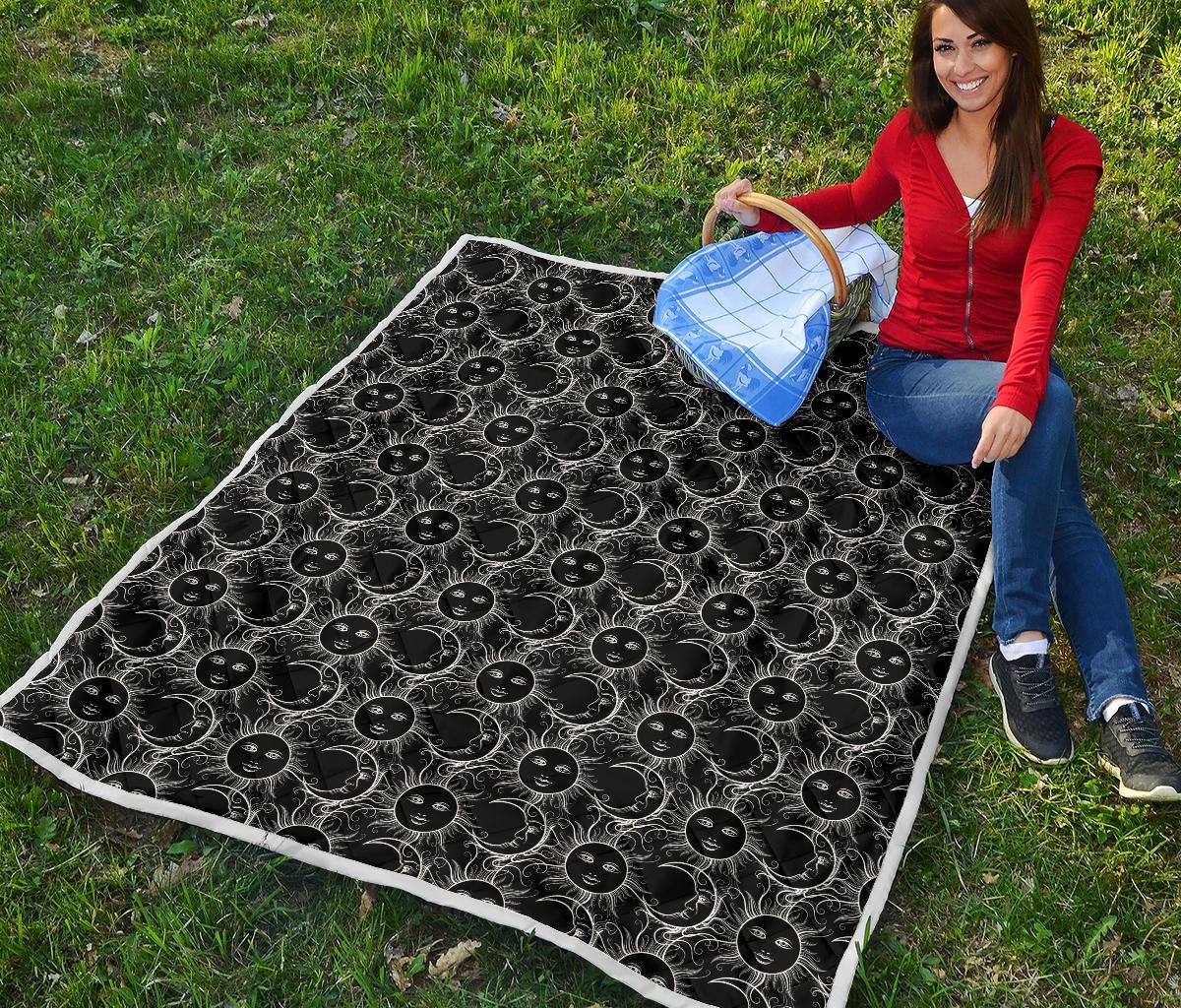 Sun Moon White Design Themed Print Premium Quilt-JTAMIGO.COM