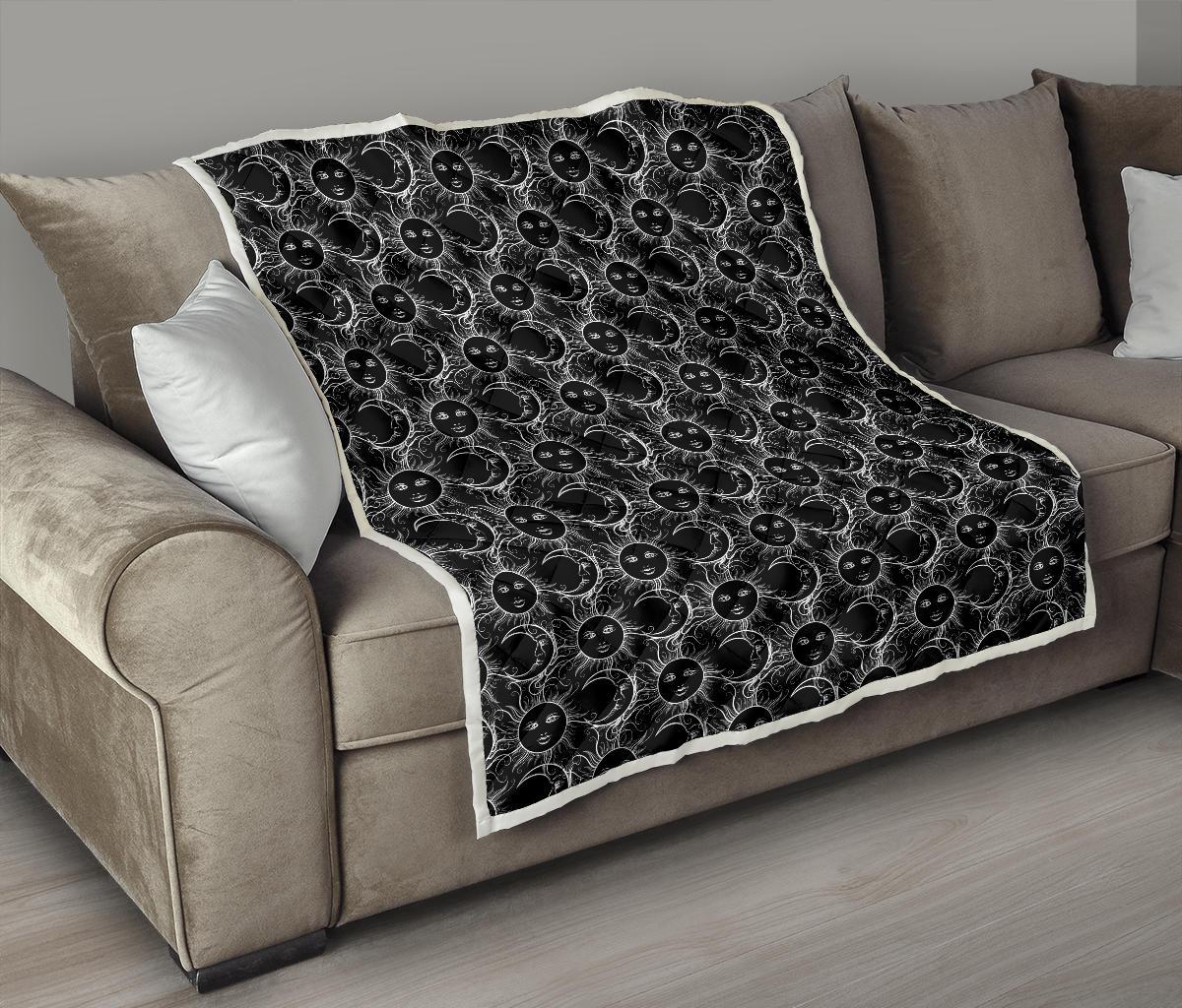 Sun Moon White Design Themed Print Premium Quilt-JTAMIGO.COM