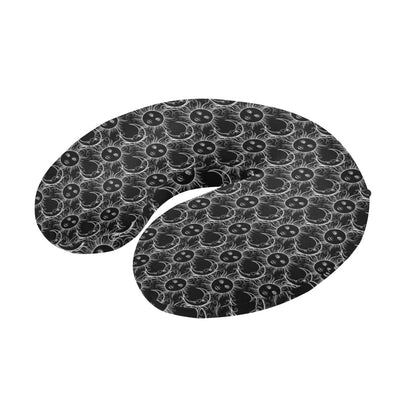 Sun Moon White Design Themed Print U-Shaped Travel Neck Pillow-JTAMIGO.COM