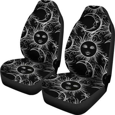 Sun Moon White Design Themed Print Universal Fit Car Seat Covers