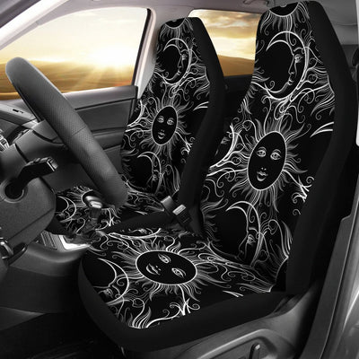 Sun Moon White Design Themed Print Universal Fit Car Seat Covers
