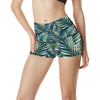 Sun Spot Tropical Palm Leaves hower Curtain High Waisted Spandex Shorts-JTAMIGO.COM