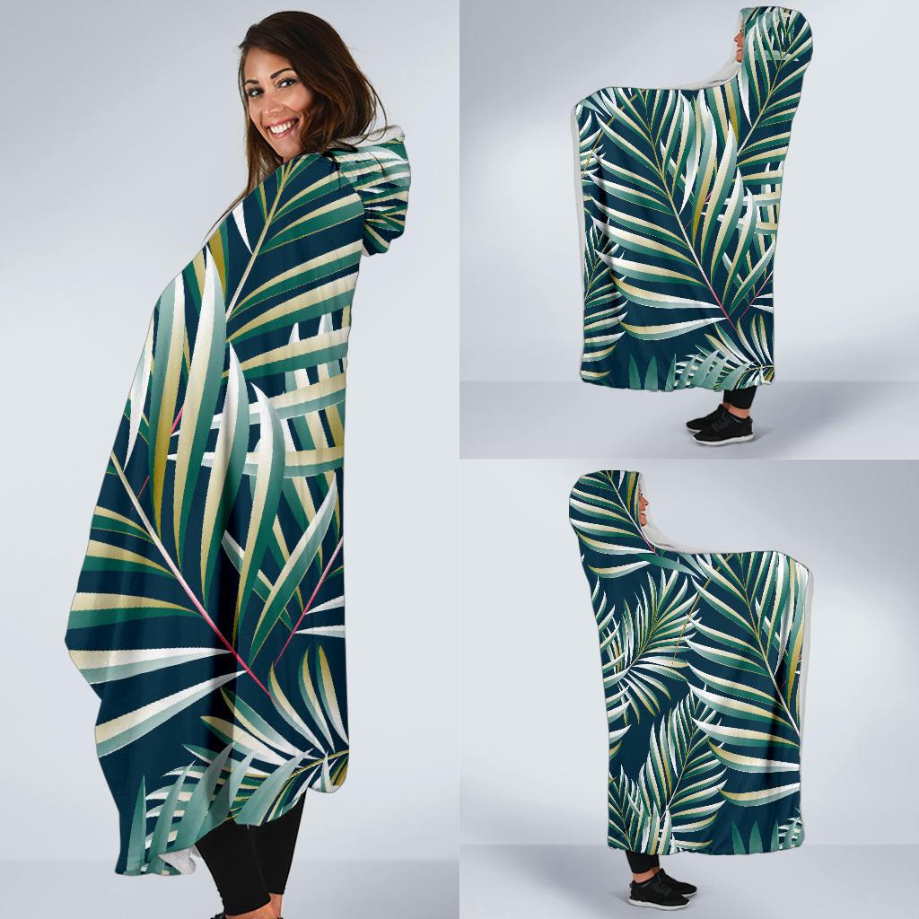 Sun Spot Tropical Palm Leaves hower Curtain Hooded Blanket-JTAMIGO.COM
