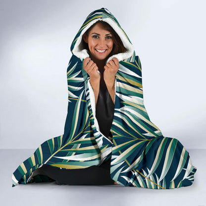 Sun Spot Tropical Palm Leaves hower Curtain Hooded Blanket-JTAMIGO.COM