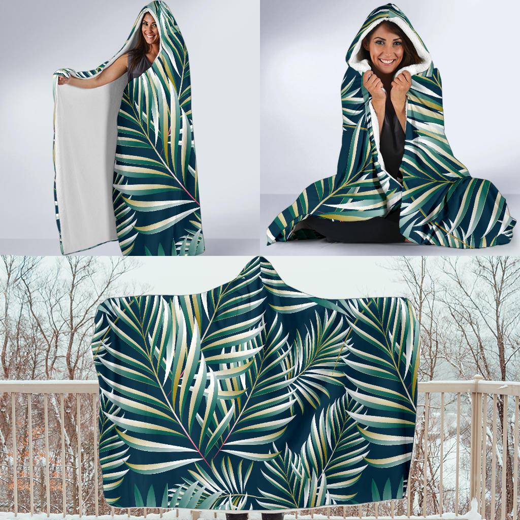 Sun Spot Tropical Palm Leaves hower Curtain Hooded Blanket-JTAMIGO.COM