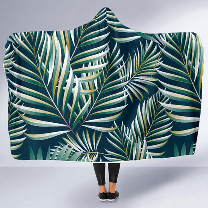 Sun Spot Tropical Palm Leaves hower Curtain Hooded Blanket-JTAMIGO.COM