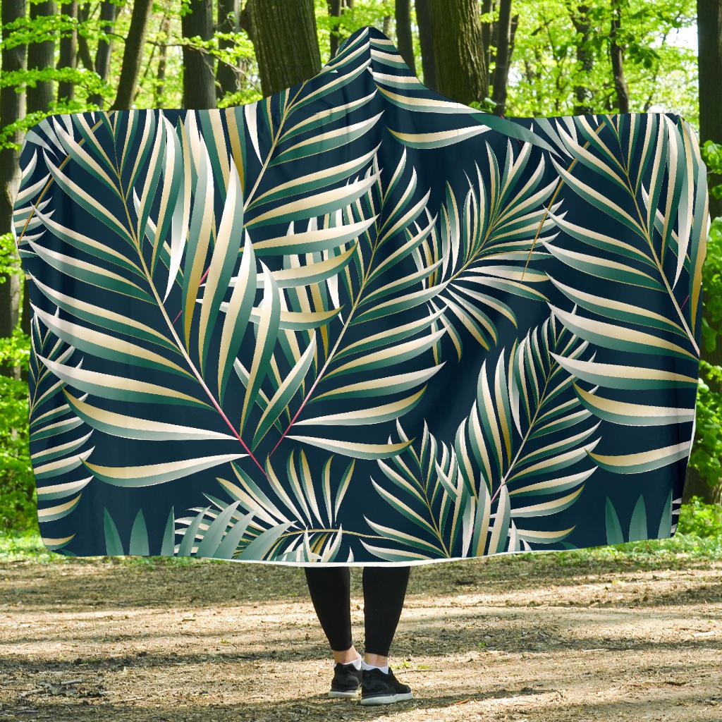 Sun Spot Tropical Palm Leaves hower Curtain Hooded Blanket-JTAMIGO.COM