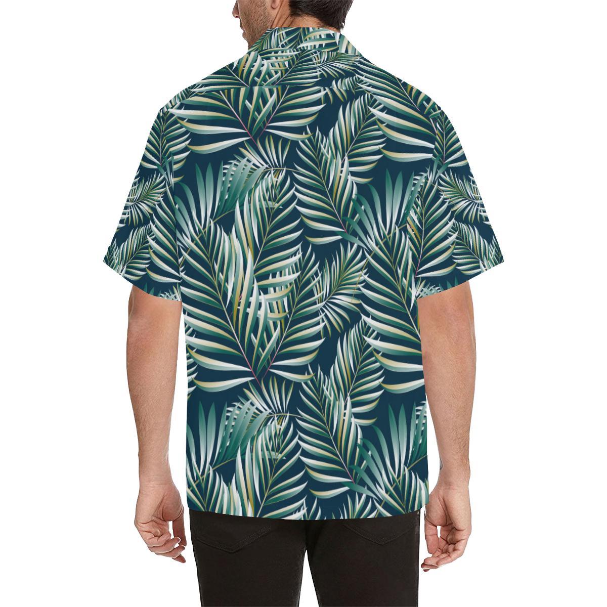 Sun Spot Tropical Palm Leaves hower Curtain Men Aloha Hawaiian Shirt