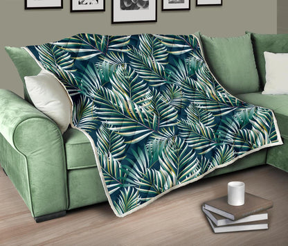 Sun Spot Tropical Palm Leaves hower Curtain Premium Quilt-JTAMIGO.COM