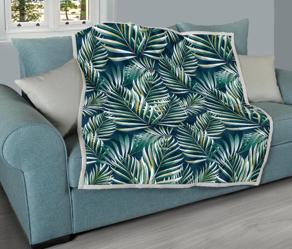 Sun Spot Tropical Palm Leaves hower Curtain Premium Quilt-JTAMIGO.COM