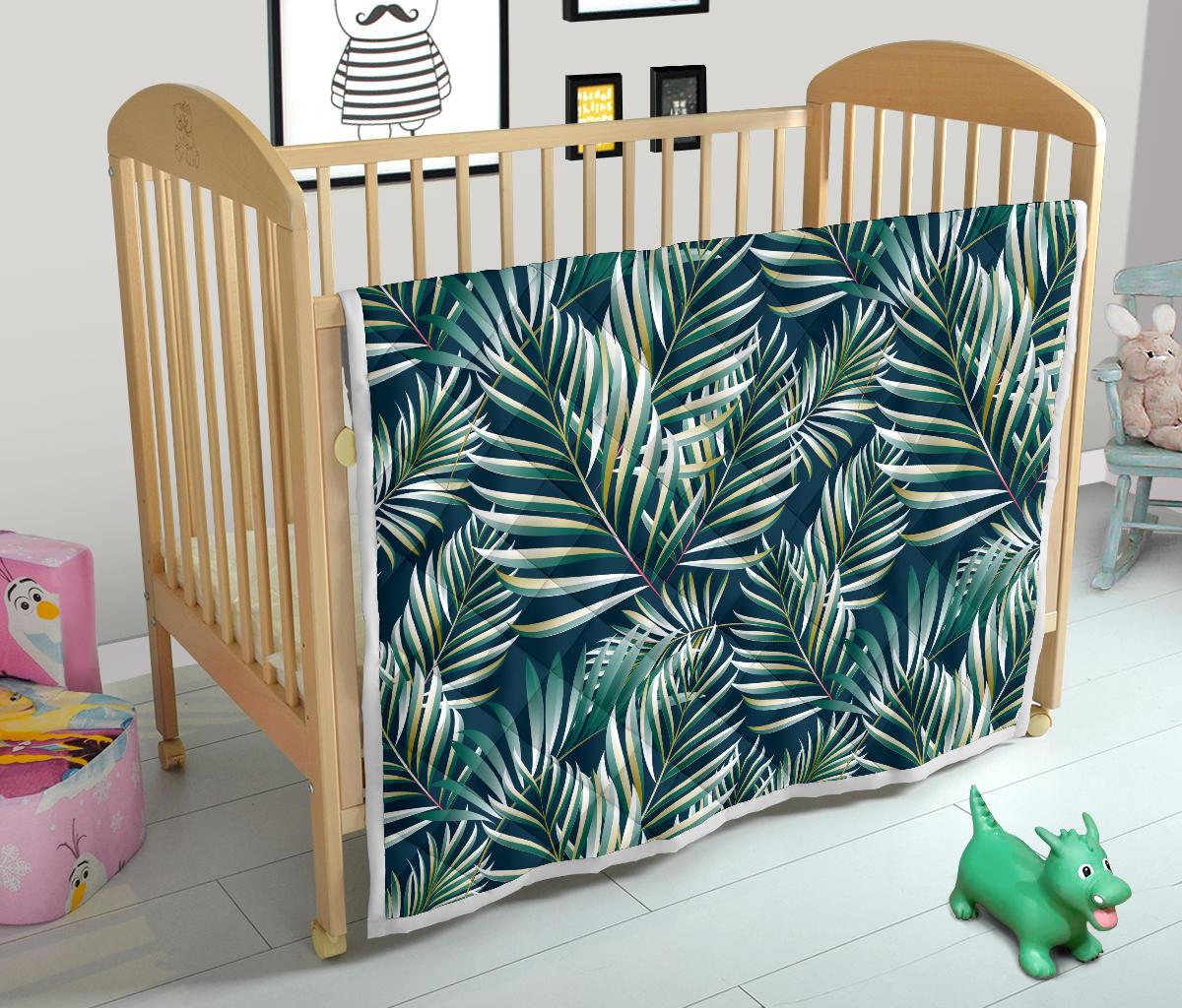 Sun Spot Tropical Palm Leaves hower Curtain Premium Quilt-JTAMIGO.COM