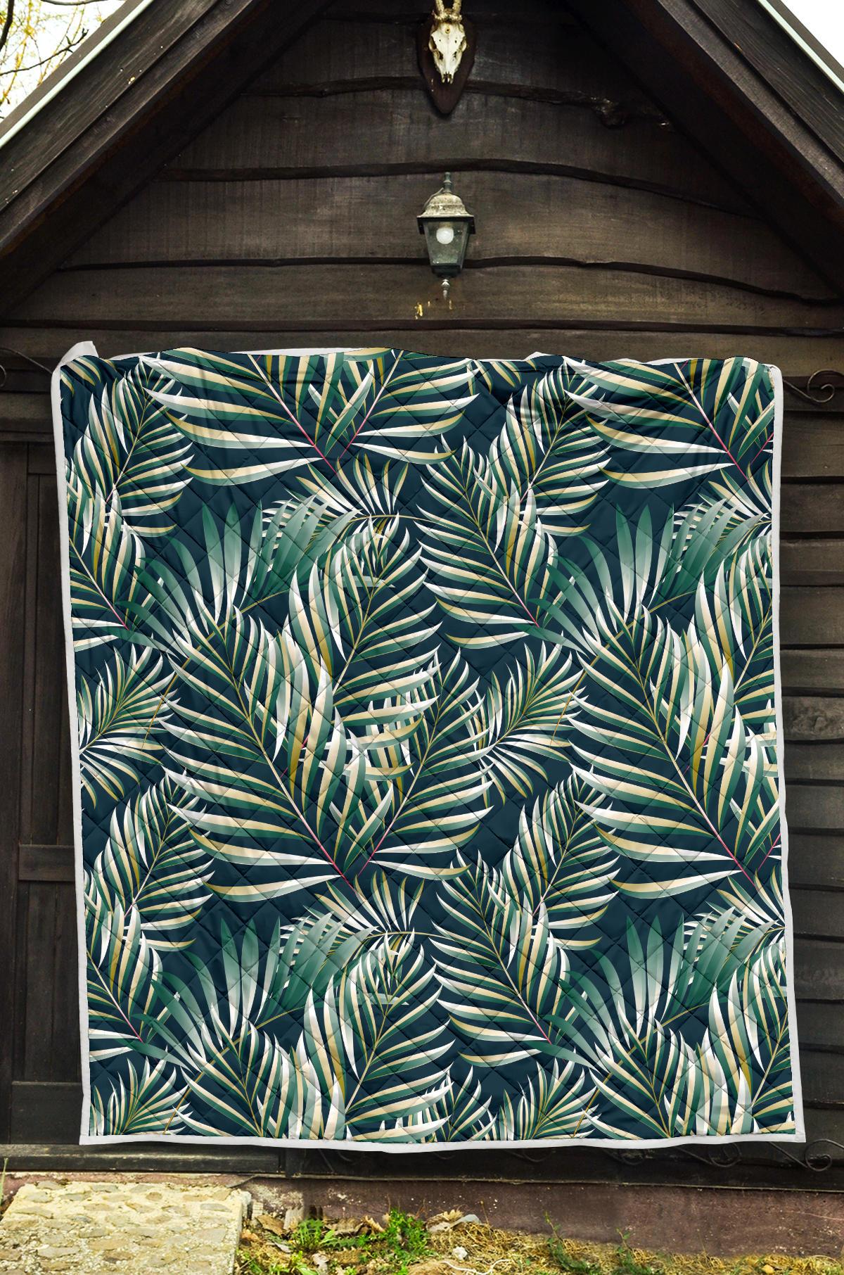 Sun Spot Tropical Palm Leaves hower Curtain Premium Quilt-JTAMIGO.COM