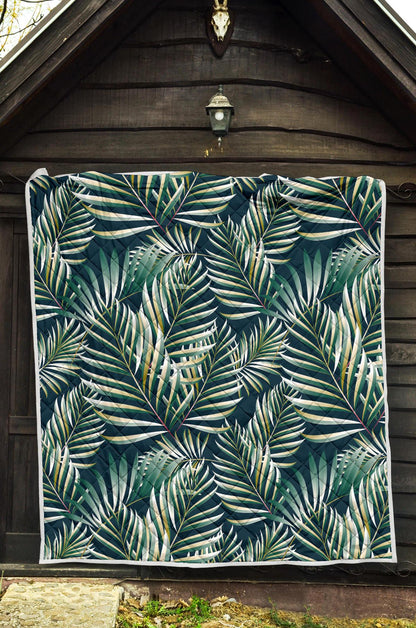 Sun Spot Tropical Palm Leaves hower Curtain Premium Quilt-JTAMIGO.COM
