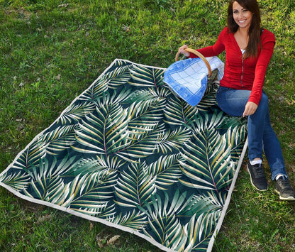 Sun Spot Tropical Palm Leaves hower Curtain Premium Quilt-JTAMIGO.COM