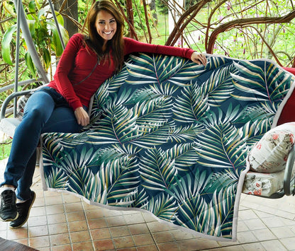 Sun Spot Tropical Palm Leaves hower Curtain Premium Quilt-JTAMIGO.COM