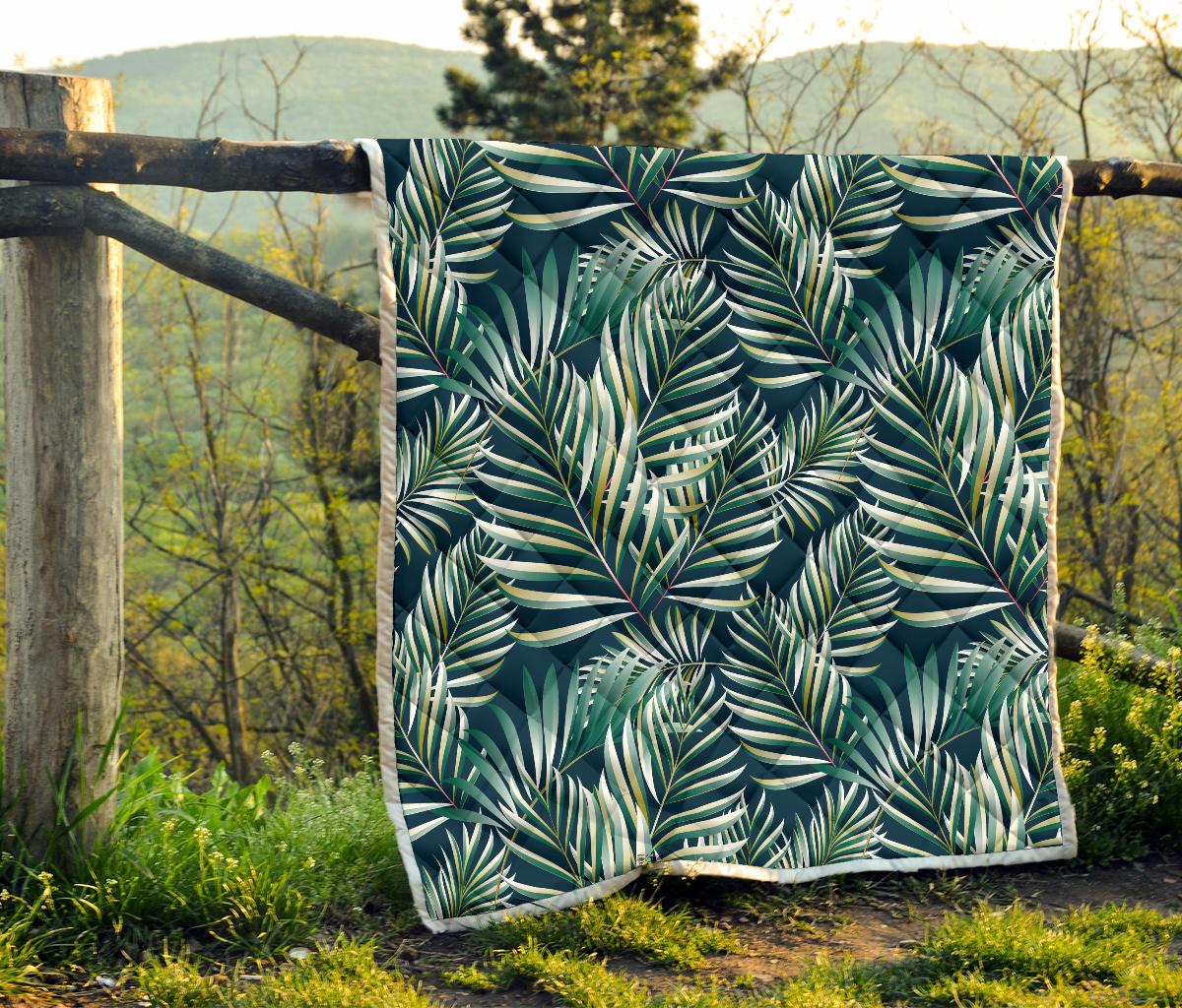 Sun Spot Tropical Palm Leaves hower Curtain Premium Quilt-JTAMIGO.COM