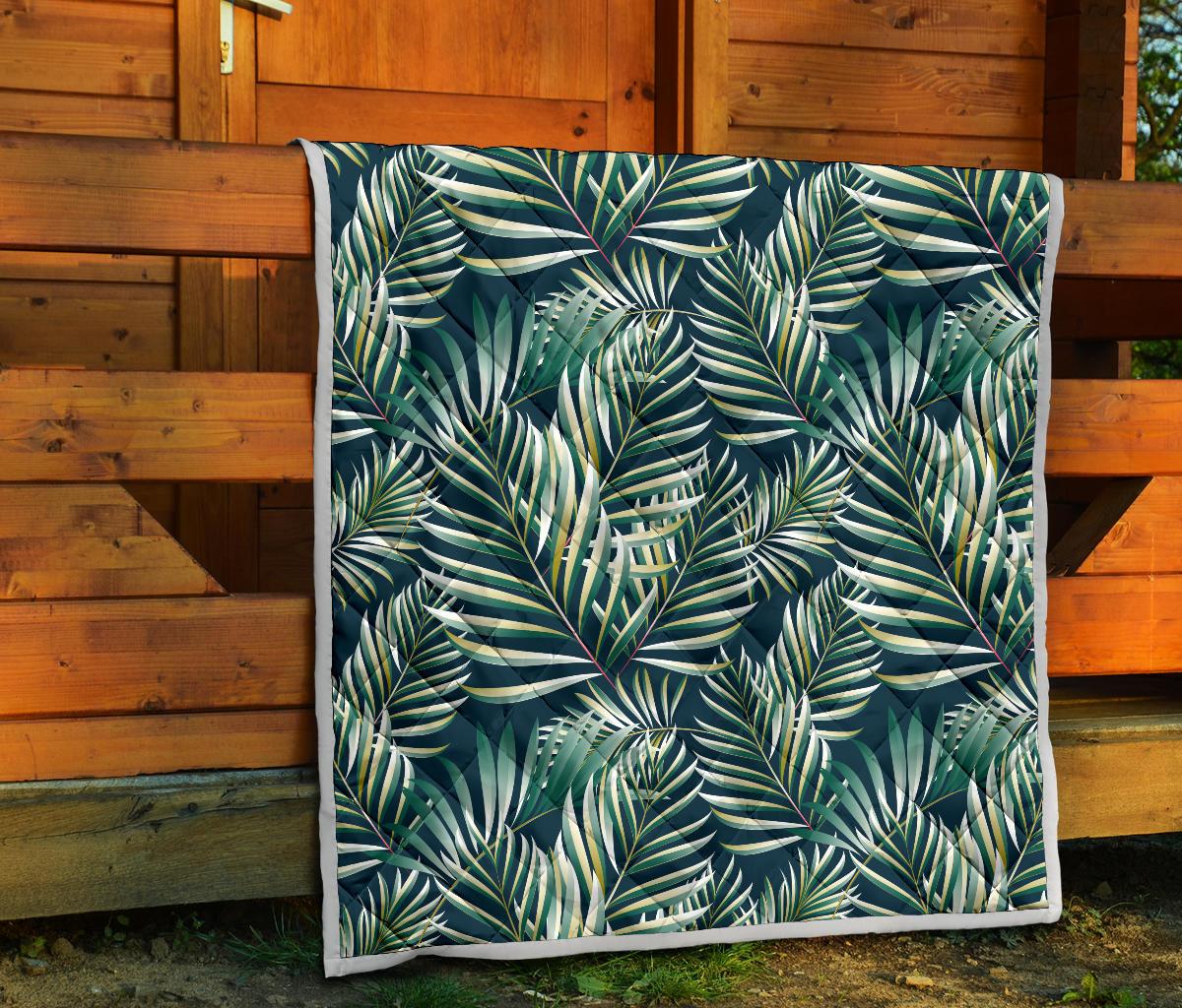 Sun Spot Tropical Palm Leaves hower Curtain Premium Quilt-JTAMIGO.COM