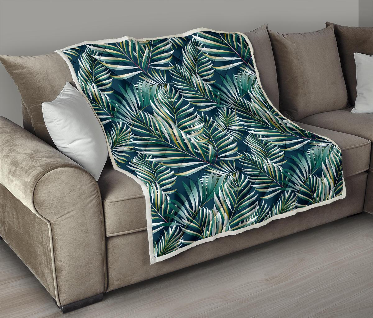Sun Spot Tropical Palm Leaves hower Curtain Premium Quilt-JTAMIGO.COM