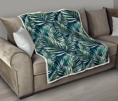 Sun Spot Tropical Palm Leaves hower Curtain Premium Quilt-JTAMIGO.COM