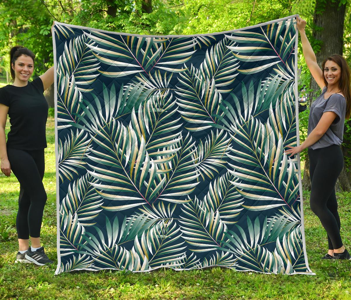 Sun Spot Tropical Palm Leaves hower Curtain Premium Quilt-JTAMIGO.COM